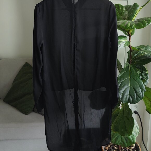 Cheap Monday Black Sheer Open Back Button Up Top - Picture 2 of 3